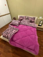 Çift Kişilik Welsoft Pufidik Uyku Seti Love Desenli Mürdüm - Görsel 3