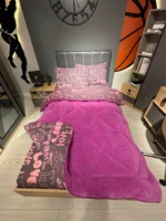 Tek Kişilik Welsoft Pufidik Uyku Seti Love Desenli Mürdüm - Görsel 5