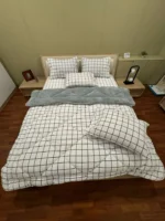 Çift Kişilik Welsoft Pufidik Uyku Seti Beyaz Kare Desenli - Görsel 3