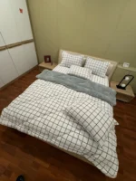 Çift Kişilik Welsoft Pufidik Uyku Seti Beyaz Kare Desenli - Görsel 4