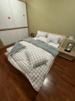 Çift Kişilik Welsoft Pufidik Uyku Seti Beyaz Kare Desenli - Görsel 5