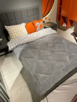 Tek Kişilik Welsoft Pufidik Uyku Seti Beyaz Kare Desenli - Görsel 5