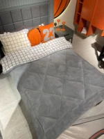 Tek Kişilik Welsoft Pufidik Uyku Seti Beyaz Kare Desenli - Görsel 2