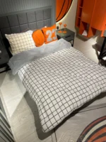 Tek Kişilik Welsoft Pufidik Uyku Seti Beyaz Kare Desenli