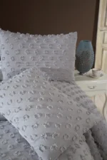 Melisa 3 Parça Çift Kişilik Pike Takımı Ponpon Desenli Gri - Görsel 4