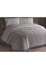 Siena Dantelli Yatak Örtüsü Gri - Görsel 3