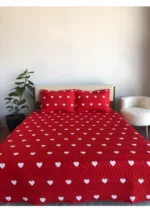 Kalpli Yatak Örtüsü Kırmızı - Görsel 5