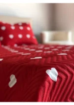 Kalpli Yatak Örtüsü Kırmızı - Görsel 3