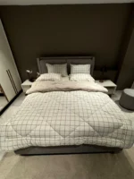 Çift Kişilik Welsoft Pufidik Uyku Seti Krem Kare Desenli - Görsel 4