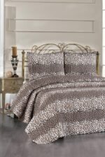 Ultrasonik Kapitoneli Leopar Desenli Yatak Örtüsü