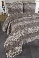 Ultrasonik Kapitoneli Leopar Desenli Yatak Örtüsü - Görsel 2