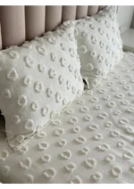 Melisa 3 Parça Çift Kişilik Pike Takımı Ponpon Desenli Krem - Görsel 2