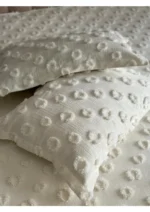 Melisa 3 Parça Çift Kişilik Pike Takımı Ponpon Desenli Krem - Görsel 4