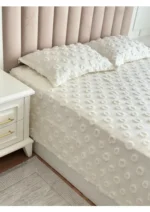 Melisa 3 Parça Çift Kişilik Pike Takımı Ponpon Desenli Krem - Görsel 5