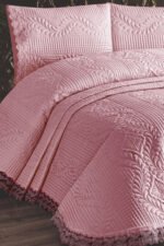 Siena Dantelli Yatak Örtüsü Pudra