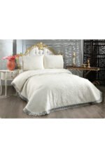 Siena Dantelli Yatak Örtüsü Krem - Görsel 3