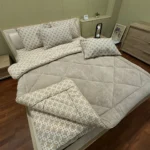 Çift Kişilik Welsoft Pufidik Uyku Seti Sütlü Kahve Zincir Desenli