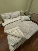 Çift Kişilik Welsoft Pufidik Uyku Seti Sütlü Kahve Zincir Desenli