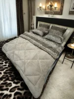 Çift Kişilik Welsoft Pufidik Uyku Seti Leopar Desenli