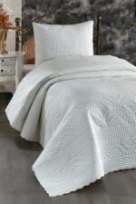 Ultrasonik Kapitoneli Yatak Örtüsü Krem - Görsel 3